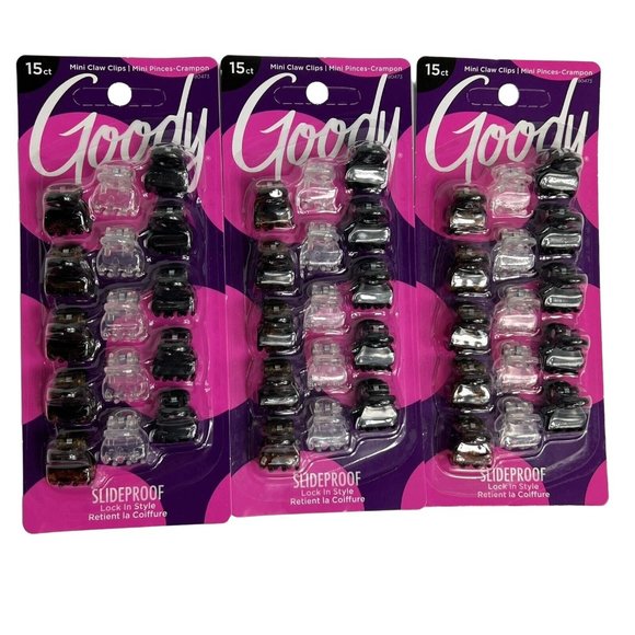 Goody Mini Claw Clips Slide Proof Lock In Style 15 Clip Pack 3 Packs 45 Total - Picture 1 of 12